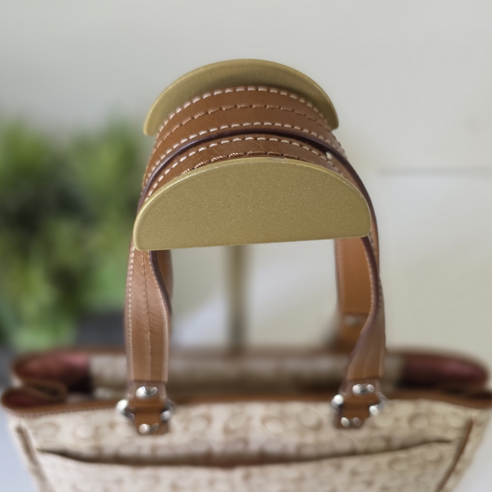 Coach Chelsea Bias Tote Signature C Khaki Tan Coated Canvas Leather Trim-NWT - Picture 8 of 12